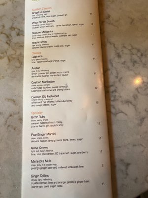 coalition excelsior menu