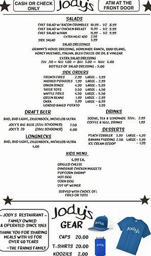 jody's menu