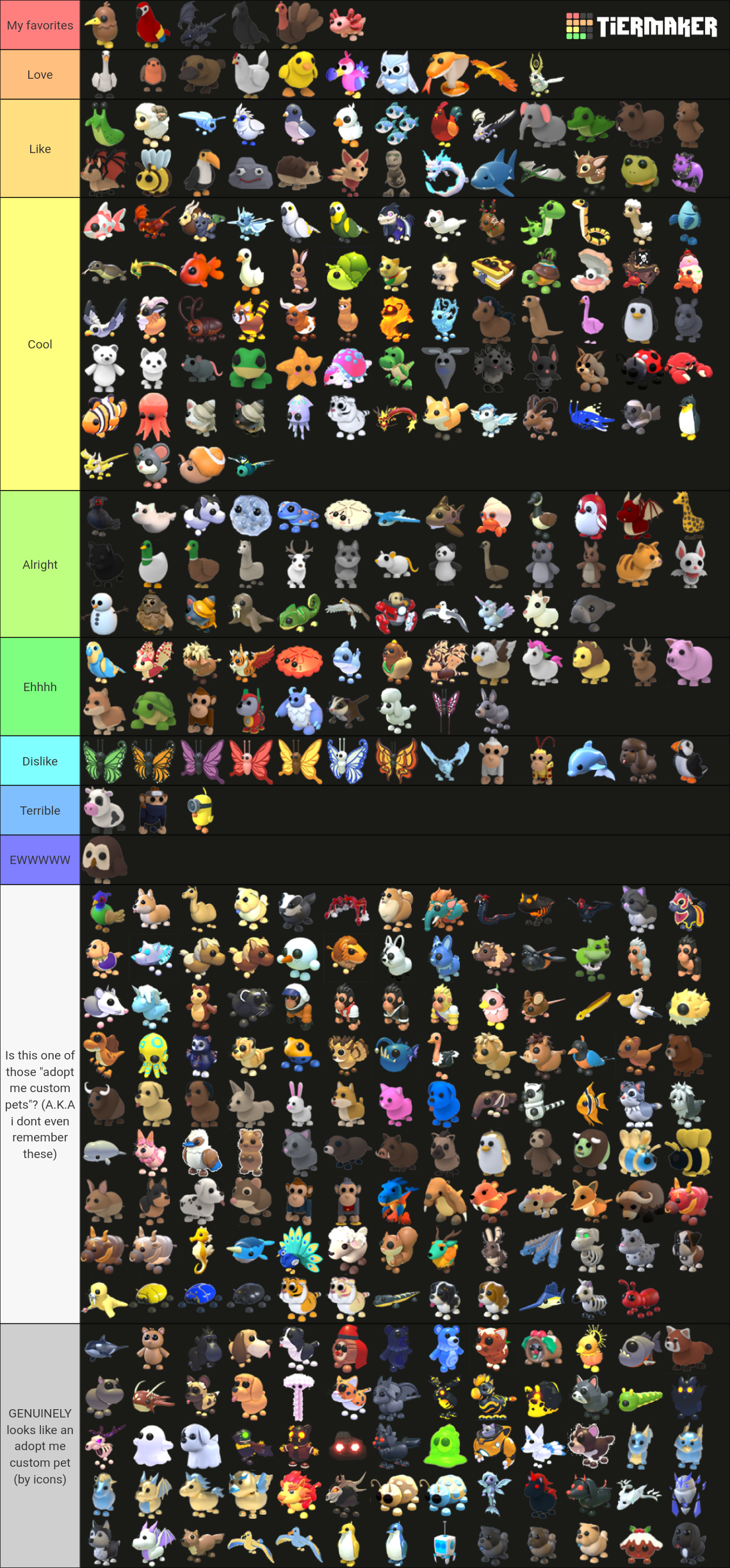 all adopt me pets list