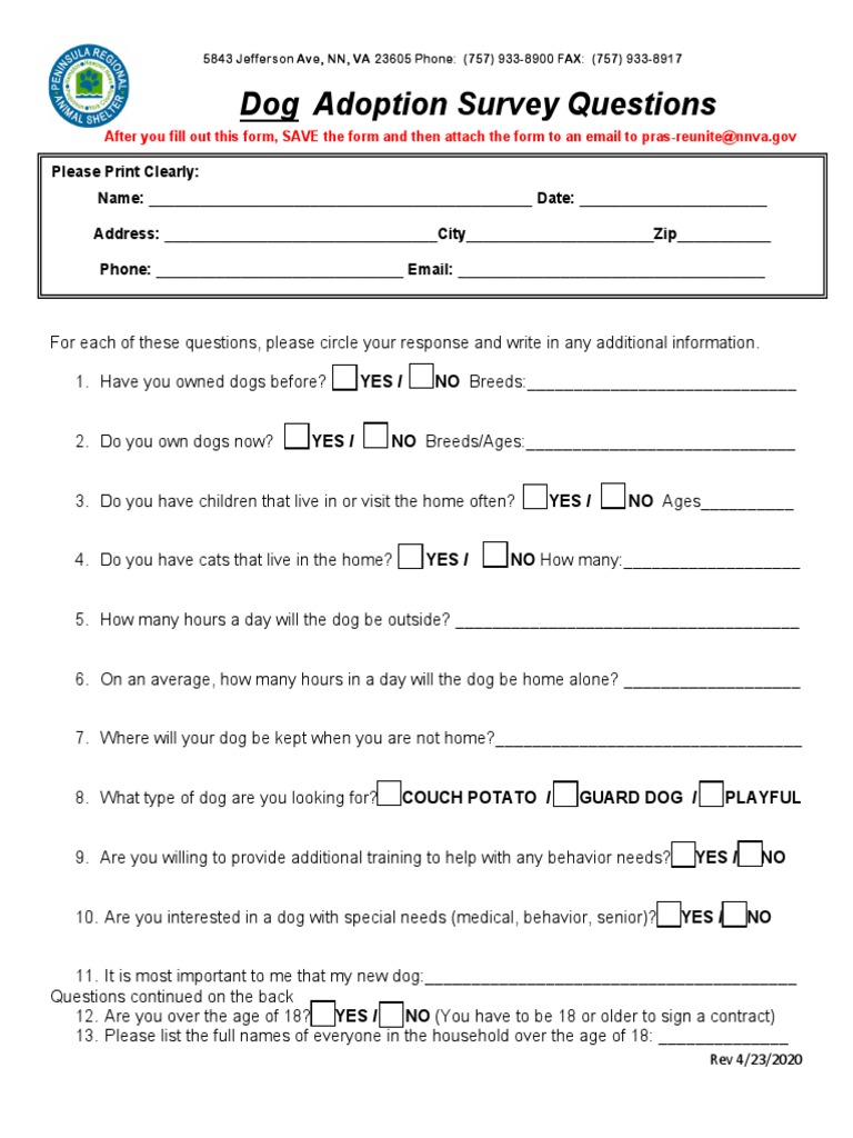 dog adoption survey